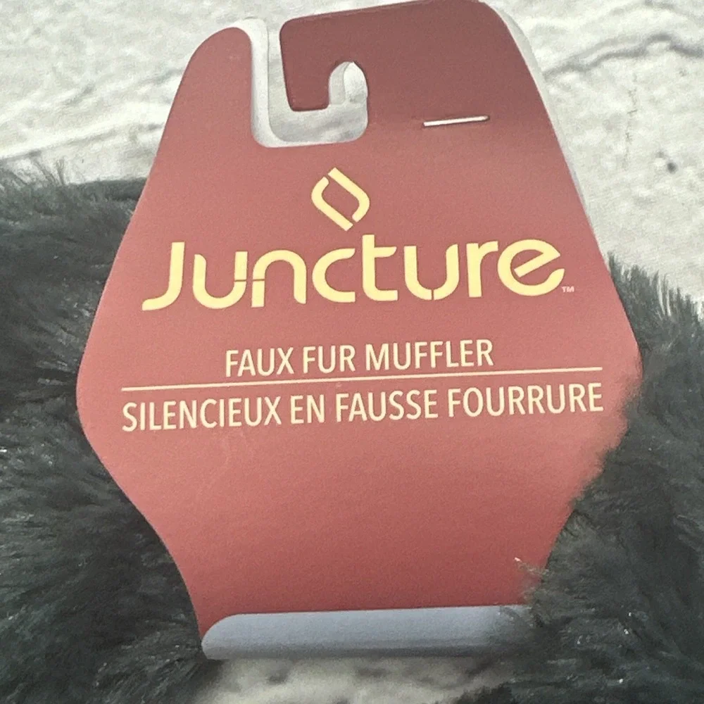 Juncture Faux Fur Muffler Infinity Scarf Dark Gray Plush Shag Winter Neck Warmer